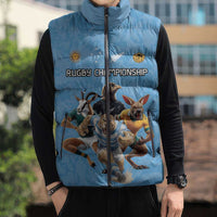 Custom Rugby Southern Hemisphere Sleeveless Puffer Jacket Argentina AUNZ South Africa Mascot Blue - Wonder Print Shop