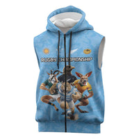 Custom Rugby Southern Hemisphere Sleeveless Zip Hoodie Argentina AUNZ South Africa Mascot Blue - Wonder Print Shop
