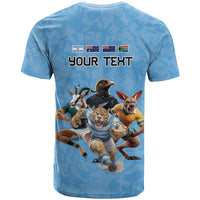 Custom Rugby Southern Hemisphere T Shirt Argentina AUNZ South Africa Mascot Blue - Wonder Print Shop