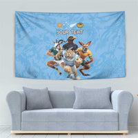 Custom Rugby Southern Hemisphere Tapestry Argentina AUNZ South Africa Mascot Blue - Wonder Print Shop