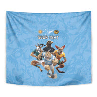 Custom Rugby Southern Hemisphere Tapestry Argentina AUNZ South Africa Mascot Blue - Wonder Print Shop