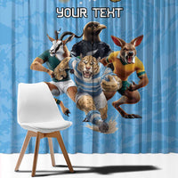 Custom Rugby Southern Hemisphere Window Curtain Argentina AUNZ South Africa Mascot Blue - Wonder Print Shop