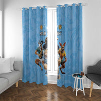 Custom Rugby Southern Hemisphere Window Curtain Argentina AUNZ South Africa Mascot Blue - Wonder Print Shop