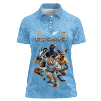 Custom Rugby Southern Hemisphere Women Polo Shirt Argentina AUNZ South Africa Mascot Blue - Wonder Print Shop