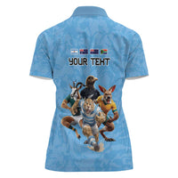 Custom Rugby Southern Hemisphere Women Polo Shirt Argentina AUNZ South Africa Mascot Blue - Wonder Print Shop