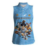 Custom Rugby Southern Hemisphere Women Sleeveless Polo Shirt Argentina AUNZ South Africa Mascot Blue - Wonder Print Shop