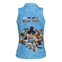 Custom Rugby Southern Hemisphere Women Sleeveless Polo Shirt Argentina AUNZ South Africa Mascot Blue - Wonder Print Shop