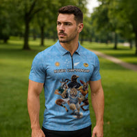 Custom Rugby Southern Hemisphere Zipper Polo Shirt Argentina AUNZ South Africa Mascot Blue - Wonder Print Shop