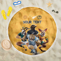 Custom Rugby Southern Hemisphere Beach Blanket Argentina AUNZ South Africa Mascot Gold - Wonder Print Shop