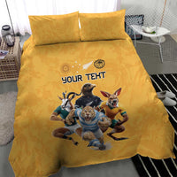 Custom Rugby Southern Hemisphere Bedding Set Argentina AUNZ South Africa Mascot Gold - Wonder Print Shop