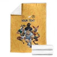 Custom Rugby Southern Hemisphere Blanket Argentina AUNZ South Africa Mascot Gold - Wonder Print Shop