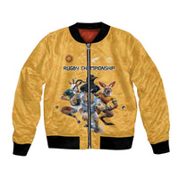 Custom Rugby Southern Hemisphere Bomber Jacket Argentina AUNZ South Africa Mascot Gold - Wonder Print Shop