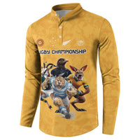 Custom Rugby Southern Hemisphere Button Sweatshirt Argentina AUNZ South Africa Mascot Gold - Wonder Print Shop