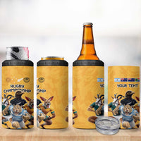 Custom Rugby Southern Hemisphere 4 in 1 Can Cooler Tumbler Argentina AUNZ South Africa Mascot Gold - Wonder Print Shop