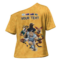 Custom Rugby Southern Hemisphere Cross Shoulder Shirt Argentina AUNZ South Africa Mascot Gold - Wonder Print Shop