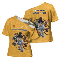 Custom Rugby Southern Hemisphere Cross Shoulder Shirt Argentina AUNZ South Africa Mascot Gold - Wonder Print Shop