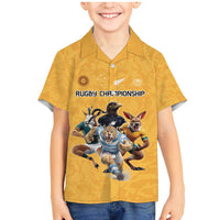 Custom Rugby Southern Hemisphere Family Matching Mermaid Dress and Hawaiian Shirt Argentina AUNZ South Africa Mascot Gold - Wonder Print Shop