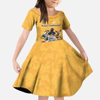 Custom Rugby Southern Hemisphere Family Matching Tank Maxi Dress and Hawaiian Shirt Argentina AUNZ South Africa Mascot Gold - Wonder Print Shop