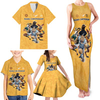 Custom Rugby Southern Hemisphere Family Matching Tank Maxi Dress and Hawaiian Shirt Argentina AUNZ South Africa Mascot Gold - Wonder Print Shop
