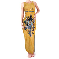 Custom Rugby Southern Hemisphere Family Matching Tank Maxi Dress and Hawaiian Shirt Argentina AUNZ South Africa Mascot Gold - Wonder Print Shop