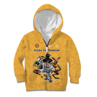 Custom Rugby Southern Hemisphere Kid Hoodie Argentina AUNZ South Africa Mascot Gold - Wonder Print Shop