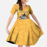 Custom Rugby Southern Hemisphere Kid Short Sleeve Dress Argentina AUNZ South Africa Mascot Gold - Wonder Print Shop