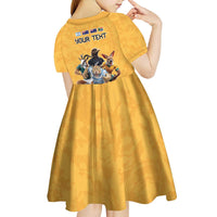 Custom Rugby Southern Hemisphere Kid Short Sleeve Dress Argentina AUNZ South Africa Mascot Gold - Wonder Print Shop