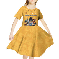 Custom Rugby Southern Hemisphere Kid Short Sleeve Dress Argentina AUNZ South Africa Mascot Gold - Wonder Print Shop