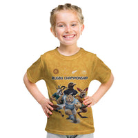 Custom Rugby Southern Hemisphere Kid T Shirt Argentina AUNZ South Africa Mascot Gold - Wonder Print Shop