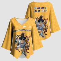 Custom Rugby Southern Hemisphere Kimono Sleeve Blouse Argentina AUNZ South Africa Mascot Gold - Wonder Print Shop