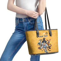 Custom Rugby Southern Hemisphere Leather Tote Bag Argentina AUNZ South Africa Mascot Gold - Wonder Print Shop
