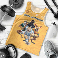 Custom Rugby Southern Hemisphere Men Tank Top Argentina AUNZ South Africa Mascot Gold - Wonder Print Shop