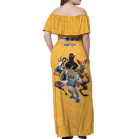 Custom Rugby Southern Hemisphere Off Shoulder Maxi Dress Argentina AUNZ South Africa Mascot Gold - Wonder Print Shop