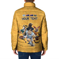 Custom Rugby Southern Hemisphere Padded Jacket Argentina AUNZ South Africa Mascot Gold - Wonder Print Shop
