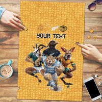 Custom Rugby Southern Hemisphere Puzzle Argentina AUNZ South Africa Mascot Gold - Wonder Print Shop