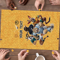 Custom Rugby Southern Hemisphere Puzzle Argentina AUNZ South Africa Mascot Gold - Wonder Print Shop