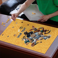 Custom Rugby Southern Hemisphere Puzzle Argentina AUNZ South Africa Mascot Gold - Wonder Print Shop