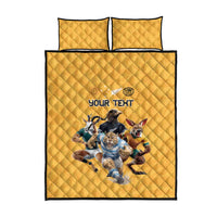 Custom Rugby Southern Hemisphere Quilt Bed Set Argentina AUNZ South Africa Mascot Gold - Wonder Print Shop