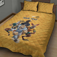 Custom Rugby Southern Hemisphere Quilt Bed Set Argentina AUNZ South Africa Mascot Gold - Wonder Print Shop