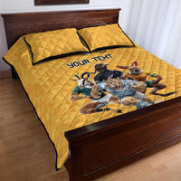 Custom Rugby Southern Hemisphere Quilt Bed Set Argentina AUNZ South Africa Mascot Gold - Wonder Print Shop