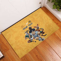 Custom Rugby Southern Hemisphere Rubber Doormat Argentina AUNZ South Africa Mascot Gold - Wonder Print Shop