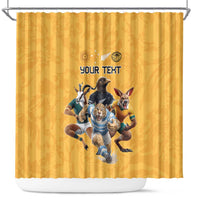 Custom Rugby Southern Hemisphere Shower Curtain Argentina AUNZ South Africa Mascot Gold - Wonder Print Shop
