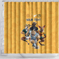Custom Rugby Southern Hemisphere Shower Curtain Argentina AUNZ South Africa Mascot Gold - Wonder Print Shop