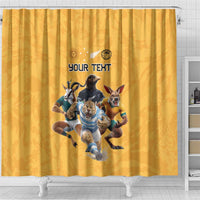 Custom Rugby Southern Hemisphere Shower Curtain Argentina AUNZ South Africa Mascot Gold - Wonder Print Shop