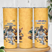 Custom Rugby Southern Hemisphere Skinny Tumbler Argentina AUNZ South Africa Mascot Gold - Wonder Print Shop