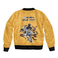 Custom Rugby Southern Hemisphere Sleeve Zip Bomber Jacket Argentina AUNZ South Africa Mascot Gold - Wonder Print Shop