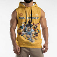 Custom Rugby Southern Hemisphere Sleeveless Hoodie Argentina AUNZ South Africa Mascot Gold - Wonder Print Shop