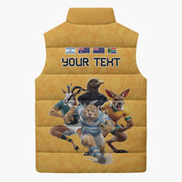 Custom Rugby Southern Hemisphere Sleeveless Puffer Jacket Argentina AUNZ South Africa Mascot Gold - Wonder Print Shop