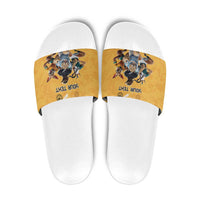 Custom Rugby Southern Hemisphere Slide Sandals Argentina AUNZ South Africa Mascot Gold - Wonder Print Shop
