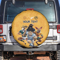 Custom Rugby Southern Hemisphere Spare Tire Cover Argentina AUNZ South Africa Mascot Gold - Wonder Print Shop